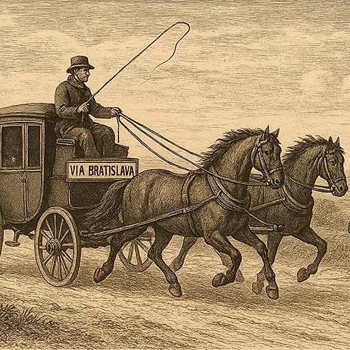 Diligencia postal entre Viena y Bratislava en el siglo XIX. Autor desconocido
