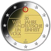 Moneda de 2 euros conmemorativos Alemania 2025 - 35 aniversario de la Reunificación Alemana