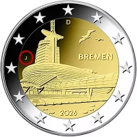 Moneda de 2 euros conmemorativos Alemania 2026 -Estado Federado de Bremen (Casa del Clima Bremerhaven)