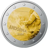Moneda de 2 euros conmemorativos Andorra 2024 - 100 aniversario del esquí en Andorra