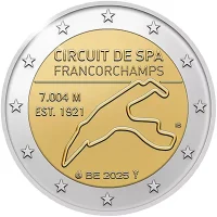 Moneda de 2 euros conmemorativos Bélgica 2025 - Circuito de Spa-Francorchamps