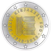 Moneda de 2 euros conmemorativos Estonia 2025 - 500 aniversario del Primer Texto Impreso en Estonio