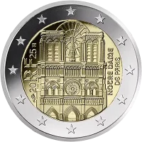 Moneda de 2 euros conmemorativos Francia 2025 - Catedral de Notre Dame, París