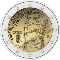 Moneda de 2 euros conmemorativos Italia 2025 - Amerigo Vespucci
