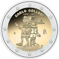 Moneda de 2 euros conmemorativos Italia 2026 - 200 aniversario del Nacimiento de Carlo Collodi