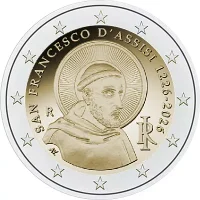 Moneda de 2 euros conmemorativos Italia 2026 - 800 aniversario de la Muerte de San Francisco de Asís