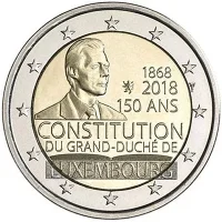 Moneda de 2 euros conmemorativos Luxemburgo 2018 - 150 aniversario de la Constitución de Luxemburgo