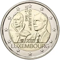 Moneda de 2 euros conmemorativos Luxemburgo 2018 - 175 aniversario de la Muerte del Gran Duque Guillermo I