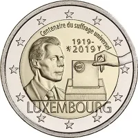 Moneda de 2 euros conmemorativos Luxemburgo 2019 - 100 aniversario del Sufragio Universal