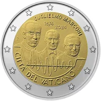 Moneda de 2 euros conmemorativos Vaticano 2024 - 150 Aniversario del Nacimiento de Guglielmo Marconi